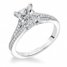 Artcarved Bridal Mounted with CZ Center Vintage Milgrain Diamond Engagement Ring Kayee 14K White Gold - 31-V604GCW-E.00