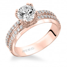 Artcarved Bridal Semi-Mounted with Side Stones Classic Engagement Ring Jade 14K White Gold Primary & 14K Rose Gold - 31-V218ERR-E.00