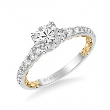 Artcarved Bridal Semi-Mounted with Side Stones Classic Lyric Engagement Ring Harley 18K White Gold Primary & 18K Yellow Gold - 31-V911ERWY-E.03