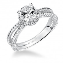 Artcarved Bridal Semi-Mounted with Side Stones Contemporary Twist Halo Engagement Ring Serina 14K White Gold - 31-V546ERW-E.01