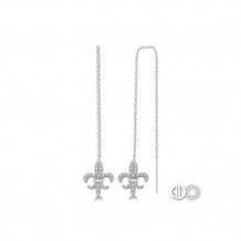 Ashi Diamonds 10k White Gold Diamond Fleur De Lis Threader Earrings