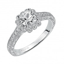 Artcarved Bridal Semi-Mounted with Side Stones Vintage Halo Engagement Ring Amaya 14K White Gold - 31-V435EUW-E.01