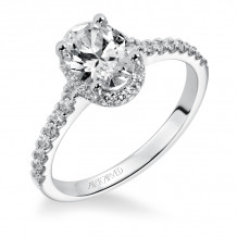 Artcarved Bridal Semi-Mounted with Side Stones Classic Halo Engagement Ring Kate 14K White Gold - 31-V323EVW-E.01