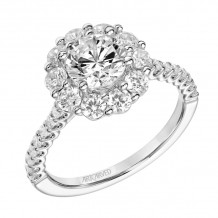 Artcarved Bridal Mounted with CZ Center Classic Halo Engagement Ring Penny 14K White Gold - 31-V862ERW-E.00