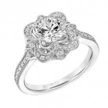 Artcarved Bridal Semi-Mounted with Side Stones Vintage Vintage Engagement Ring Helen 18K White Gold - 31-V861ERW-E.03