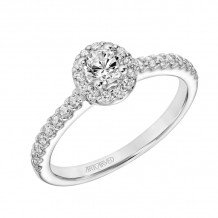 Artcarved Bridal Mounted Mined Live Center Classic One Love Halo Engagement Ring Layla 18K White Gold - 31-V324ARW-E.02