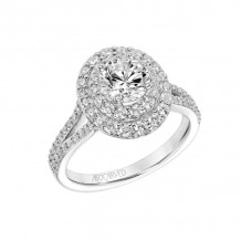 Artcarved Bridal Semi-Mounted with Side Stones Classic Halo Engagement Ring Bree 14K White Gold - 31-V886ERW-E.01