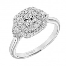 Artcarved Bridal Semi-Mounted with Side Stones One Love Engagement Ring 18K White Gold - 31-V881XRW-E.05