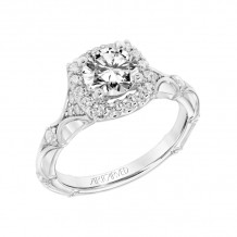 Artcarved Bridal Semi-Mounted with Side Stones Classic Halo Engagement Ring Tamara 14K White Gold - 31-V799ERW-E.01