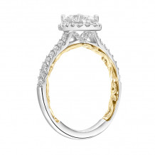 Artcarved Bridal Semi-Mounted with Side Stones Classic Lyric Halo Engagement Ring Falyn 14K White Gold Primary & 14K Yellow Gold - 31-V928EVWY-E.01