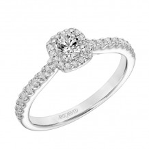 Artcarved Bridal Mounted Mined Live Center Classic One Love Halo Engagement Ring Tori 18K White Gold - 31-V867XRW-E.01