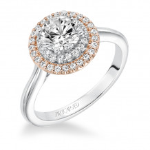 Artcarved Bridal Mounted with CZ Center Classic Halo Engagement Ring Morgan 14K White Gold Primary & 14K Rose Gold - 31-V612ERR-E.00