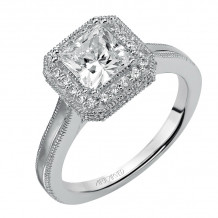 Artcarved Bridal Semi-Mounted with Side Stones Vintage Halo Engagement Ring Gracyn 14K White Gold - 31-V364FCW-E.01