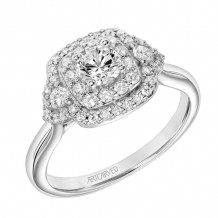 Artcarved Bridal Semi-Mounted with Side Stones One Love Engagement Ring Wendy 14K White Gold - 31-V881ARW-E.04