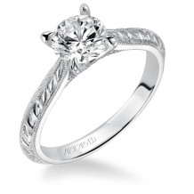 Artcarved Bridal Mounted with CZ Center Vintage Engraved Solitaire Engagement Ring Cherry 14K White Gold - 31-V517ERW-E.00