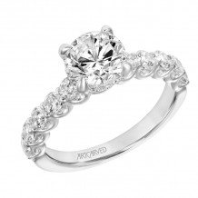 Artcarved Bridal Semi-Mounted with Side Stones Classic Diamond Engagement Ring Tina 18K White Gold - 31-V864GRW-E.03