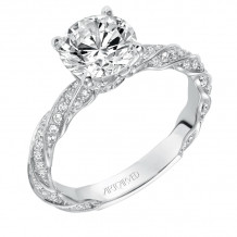 Artcarved Bridal Semi-Mounted with Side Stones Contemporary Twist Diamond Engagement Ring Evie 14K White Gold - 31-V577GRW-E.01