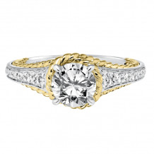 Artcarved Bridal Mounted with CZ Center Contemporary Rope Diamond Engagement Ring Seana 14K White Gold - 31-V587ERW-E.00
