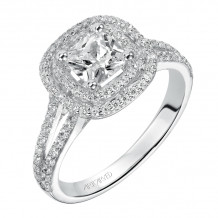 Artcarved Bridal Semi-Mounted with Side Stones Classic Halo Engagement Ring Betty 14K White Gold - 31-V375EUW-E.01