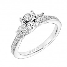 Artcarved Bridal Mounted with CZ Center Classic Diamond 3-Stone Engagement Ring Thea 14K White Gold - 31-V813ERW-E.00