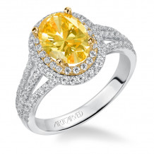 Artcarved Bridal Mounted with CZ Center Classic Halo Engagement Ring Lena 14K White Gold Primary & 14K Yellow Gold - 31-V550HVA-E.00