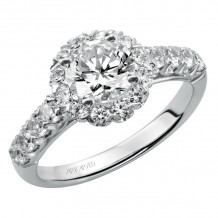 Artcarved Bridal Mounted with CZ Center Classic Halo Engagement Ring Jaime 14K White Gold - 31-V440ERW-E.00