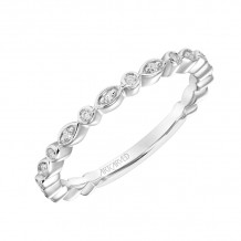 Artcarved Bridal Mounted with Side Stones Contemporary Halo Diamond Wedding Band Riley 14K White Gold - 31-V897W-L.00
