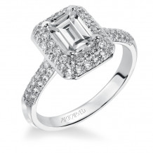 Artcarved Bridal Mounted with CZ Center Classic Pave Halo Engagement Ring Betsy 14K White Gold - 31-V378EEW-E.00