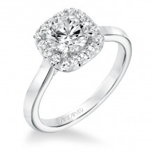 Artcarved Bridal Semi-Mounted with Side Stones Classic Halo Engagement Ring Ariana 14K White Gold - 31-V643ERW-E.01