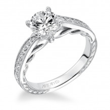 Artcarved Bridal Semi-Mounted with Side Stones Vintage Filigree Diamond Engagement Ring Lavinia 14K White Gold - 31-V624ERW-E.01