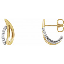 14K Yellow/White 1/10 CTW Diamond Freeform J-Hoop Earrings - 86523604P