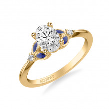 Artcarved Bridal Semi-Mounted with Side Stones Contemporary Engagement Ring 18K Yellow Gold & Blue Sapphire - 31-V1031SEVY-E.03