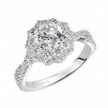 Artcarved Bridal Mounted with CZ Center Contemporary Floral Halo Engagement Ring Natasha 14K White Gold - 31-V452ERW-E.00