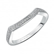 Artcarved Bridal Mounted with Side Stones Vintage Diamond Wedding Band Lucia 14K White Gold - 31-V477W-L.00