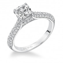 Artcarved Bridal Semi-Mounted with Side Stones Classic Pave Diamond Engagement Ring Blair 14K White Gold - 31-V606FUW-E.01