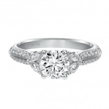 Artcarved Bridal Mounted with CZ Center Contemporary Engagement Ring Loretta 14K White Gold - 31-V445ERW-E.00