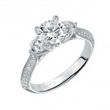 Artcarved Bridal Mounted with CZ Center Vintage 3-Stone Engagement Ring Bridget 14K White Gold - 31-V424ERW-E.00