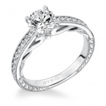Artcarved Bridal Mounted with CZ Center Vintage Filigree Diamond Engagement Ring Ferm 14K White Gold - 31-V621ERW-E.00