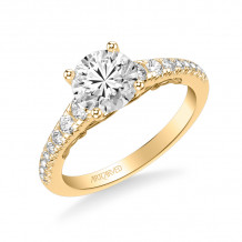 Artcarved Bridal Semi-Mounted with Side Stones Classic Lyric Solitaire Engagement Ring Suki 18K Yellow Gold - 31-V1009GRY-E.03