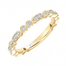 Artcarved Bridal Mounted with Side Stones Vintage Milgrain Diamond Wedding Band Beatrice 18K Yellow Gold - 31-V822Y-L.01