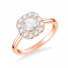 Artcarved Bridal Mounted Mined Live Center Classic Rose Goldcut Halo Engagement Ring Irma 18K Rose Gold - 31-V967CRR-E.01