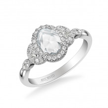 Artcarved Bridal Mounted Mined Live Center Contemporary Rose Goldcut Halo Engagement Ring 18K White Gold - 31-V976CVW-E.01