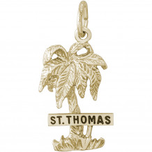 14k Gold St. Thomas Palm w/ Sign Charm