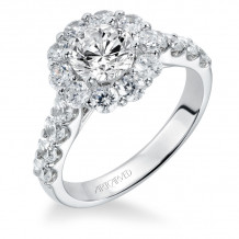 Artcarved Bridal Semi-Mounted with Side Stones Classic Halo Engagement Ring Wynona 14K White Gold - 31-V332ERW-E.01