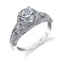 0.64tw Semi-Mount Engagement Ring With 1ct Round Head