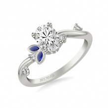 Artcarved Bridal Semi-Mounted with Side Stones Contemporary Engagement Ring 14K White Gold & Blue Sapphire - 31-V1034SEVW-E.01