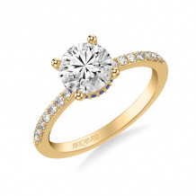 Artcarved Bridal Semi-Mounted with Side Stones Classic Engagement Ring 18K Yellow Gold & Blue Sapphire - 31-V1032SGRY-E.03