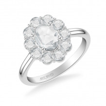 Artcarved Bridal Mounted Mined Live Center Classic Rose Goldcut Halo Engagement Ring 18K White Gold - 31-V987CVW-E.01