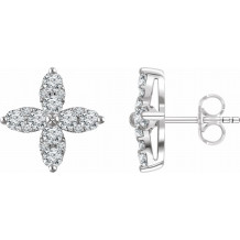 14K White 1 1/4 CTW Diamond Flower Earrings - 65296460001P