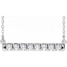 14K White 1/2 CTW Diamond French-Set Bar 16 Necklace - 86969720P